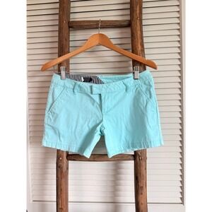 Volcom Womens Aqua Blue Low Rise Chino‎ Shorts Size 1 Stretch Cotton Summer Surf